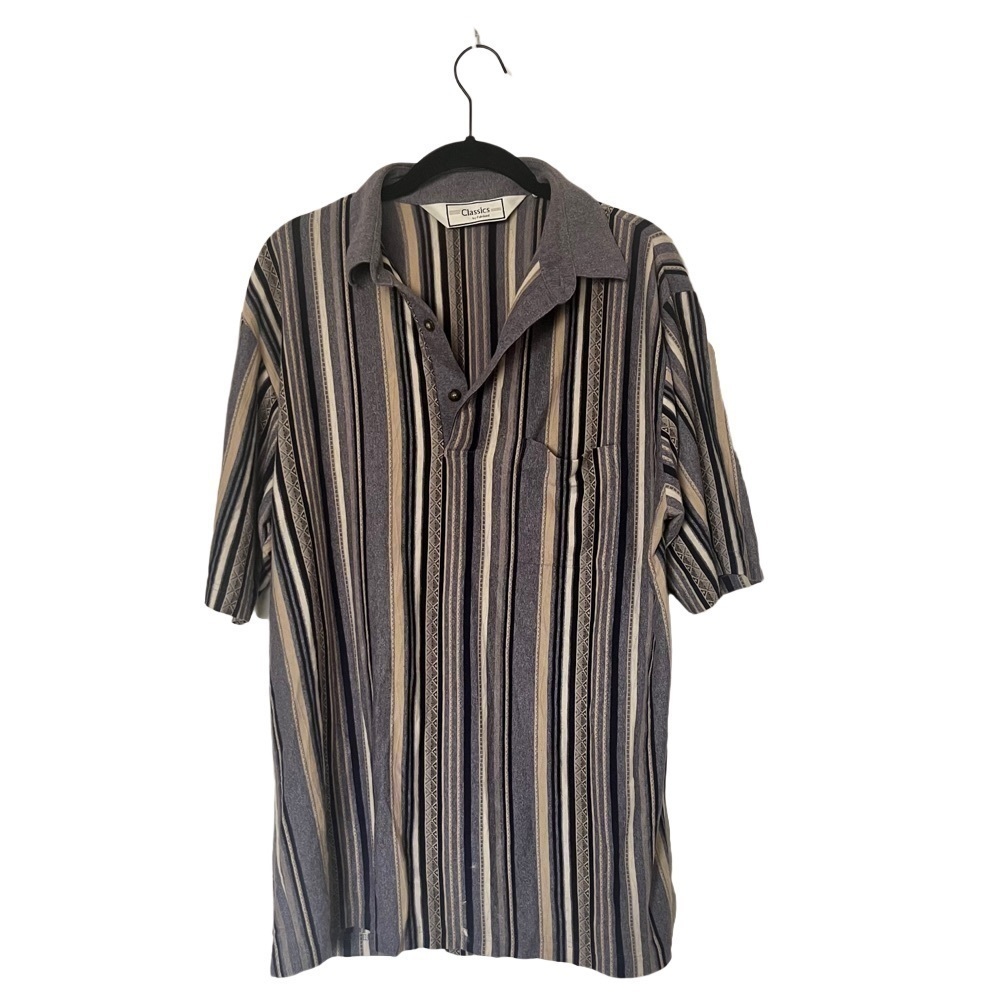 VINTAGE CLASSICS BY PALMLAND GOLF POLO SHIRT STRIPED MENS SIZE XL